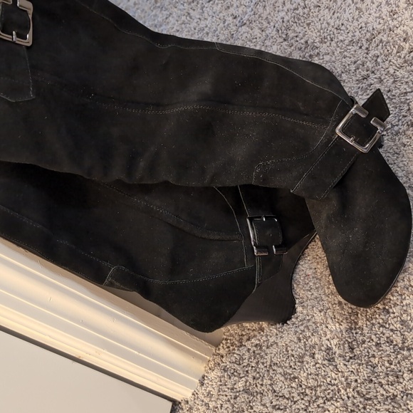 Naughty Monkey Black Suede Heeled Boots with Buckles - Picture 6 of 8